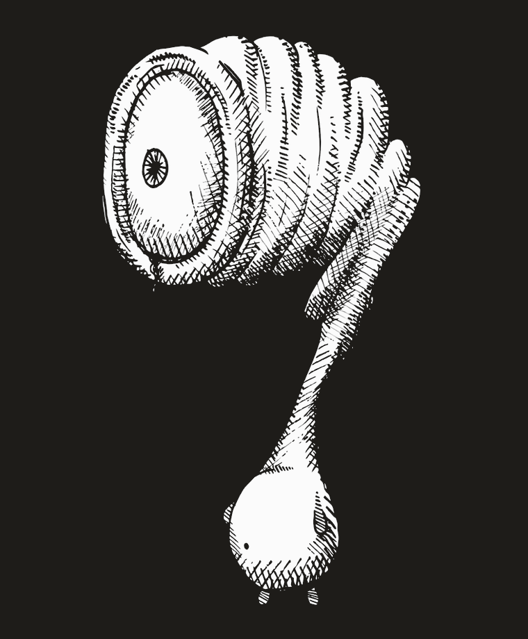 Hand-drawn ink monster illustration