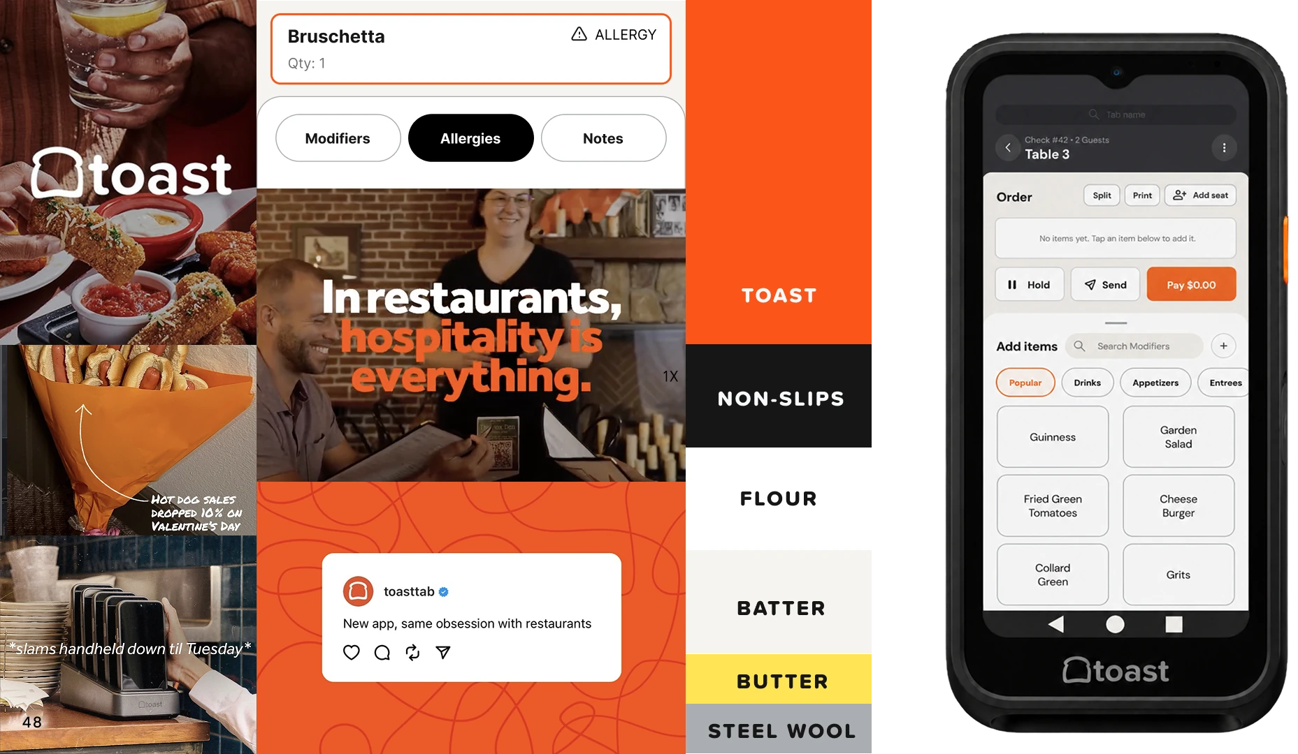 Design system sheet with brand imagery, color palette, and the redesigned handheld screens