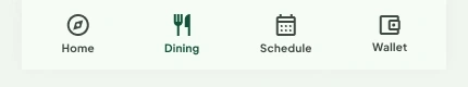 Bottom navigation with Dining selected